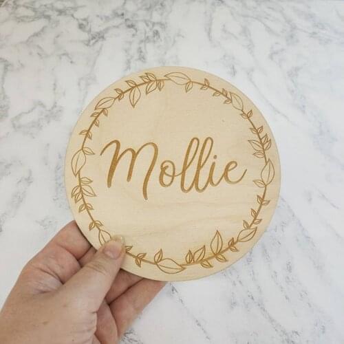 Personalised Baby Arrival Sign Floral Name Reveal Sign wooden engraved Baby Plaque Gift