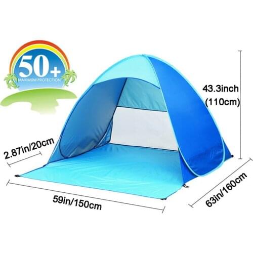 Uv Protecting Beach Tent Automatic Open Fold Portable Pop Up Tent Camping Outdoor Camping Fishing Hiking Picnic Awning Tent