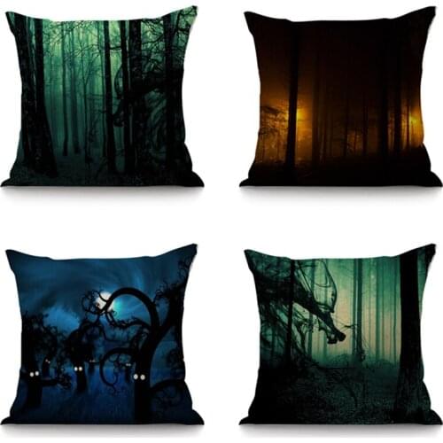 Dark Forest Poster Print Cushion For Sofa Car Decorative Cushion Home Decor Throw Pillowcase 45x45 cm Almofada Funda Cojin