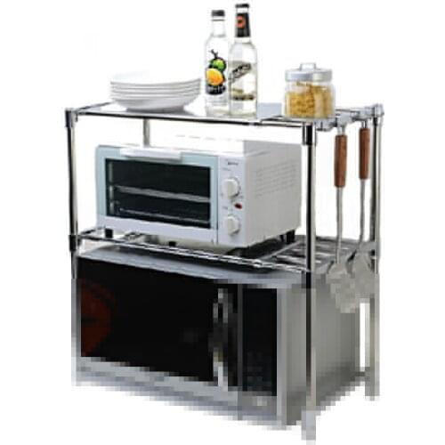 Adjustable High Quality Microwave Oven Shelf Rack Standing Type Multi-functional Double Kitchen Storage Holders Stainless Steel