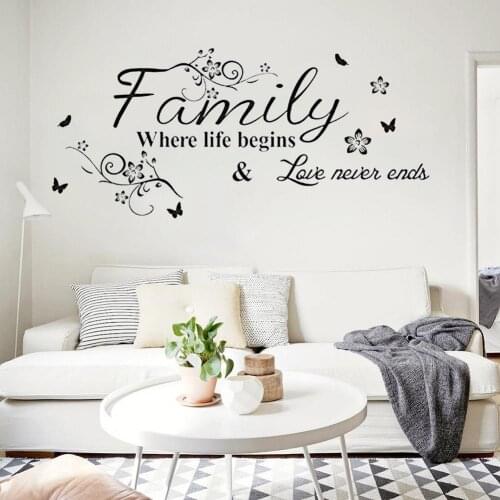 Family Letter Flower Wall Sticker Living Room Wallpaper Decal Home Art Decor