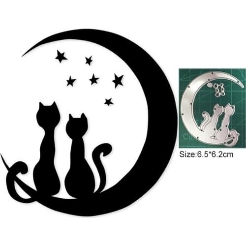 Lovely Kitty Cat anding on the Moon 2021 New Metal Cutting Dies Cute Animal Stencil For DIY Scrapbooking Card Decor Embossing