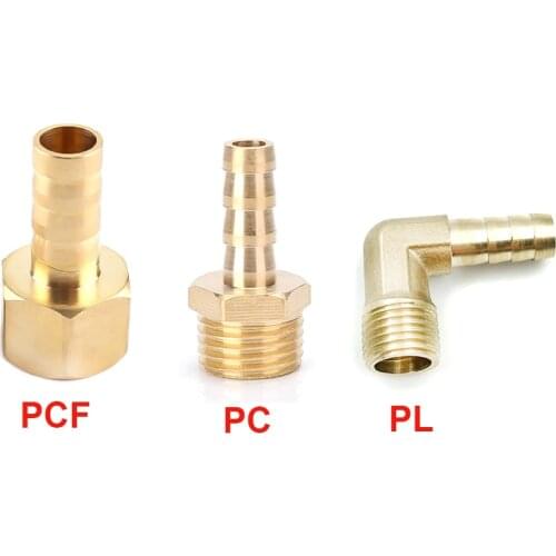 Pagoda connector 6 8 10 12 14mm hose barb connector, hose tail thread 1/8 1/4 3/8 1/2 inch thread (PT)brass water pipe fittings