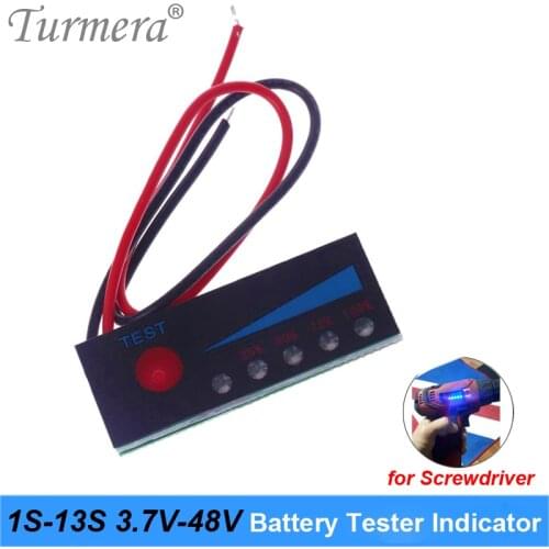 1S-13S Battery Tester Capacity Indicator 4.2V 8.4V 12V 16.8V 18V 24V 25V 36V 48V for Screwdriver Battery and E-bike Use Turmera