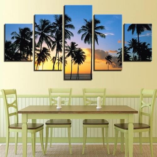 Home Decoration Canvas Painting 5 Pieces Tree Printed Wall Artwork Modular Modern Poster HD Pictures For Living Room Framework