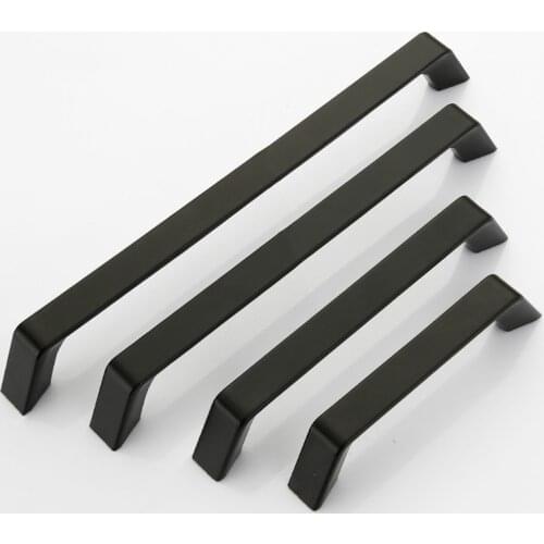 American Style Aluminum Black Kitchen Cabinet Handles Drawer pulls Wardrobe Door Knob Handles For Furniture Hardware