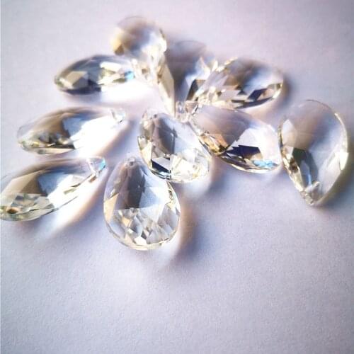 Top Quality 100PCS/Lot 28MM K9 Optical Clear Crystal Pear Chandelier Parts Suncatcher Glass Prisms Lighting Pendants Accessories