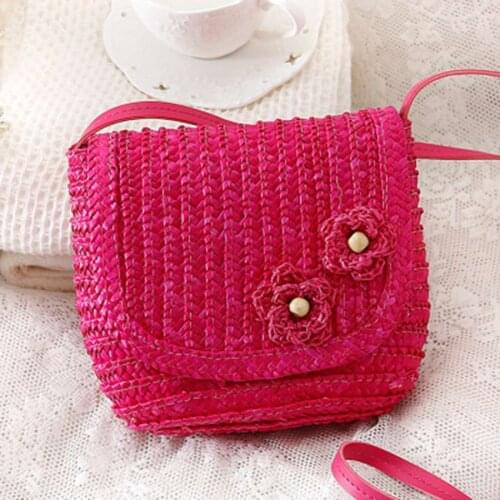 Japanese flip small flower woven bag small purse wallet grass bag travel holiday leisure beach bags