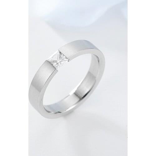 Jewelry Simple Mouth Micro Inlaid Zircon Couple Fashion Stainless Steel Zircon Minority Party Trendy Statement Rings for Girls