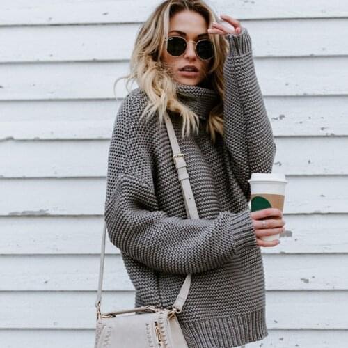 Women Winter Autumn Turtle Neck Baggy Sweater Knitted Oversized Jumper Tops NOV99