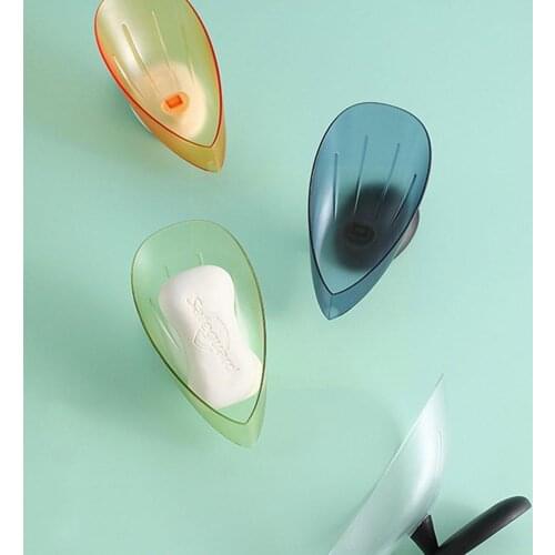 1PC Bathroom Soap Holder Leaf Shape Soap Box Bathroom Tray Soap Dish Storage Case Shower Toilet Holder Drain Plate Soap Hol F6A4