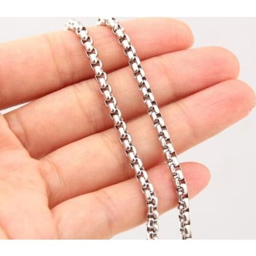 10pcs 4mm / 3mm wide Stainless Steel Square Rolo Necklace Chain Fashion Jewerly in bulk 18 inch-32inch