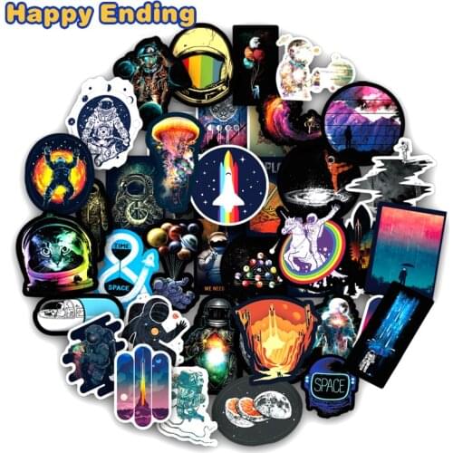 100Pcs/Pack Outer Space Stickers For Universe Astronaut Spaceman Rocket Ship Planet To Luggage Laptop Fridge Bicycle Car Toys