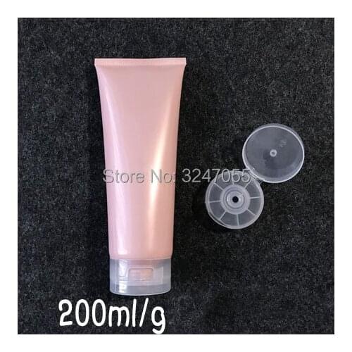 200ml/g PE Plastic Pearl Pink Cosmetic Shampoo Refillable Soft Tube,Empty Big Size Body Wash/Cream/Facial Squeeze Hose Soft Tube