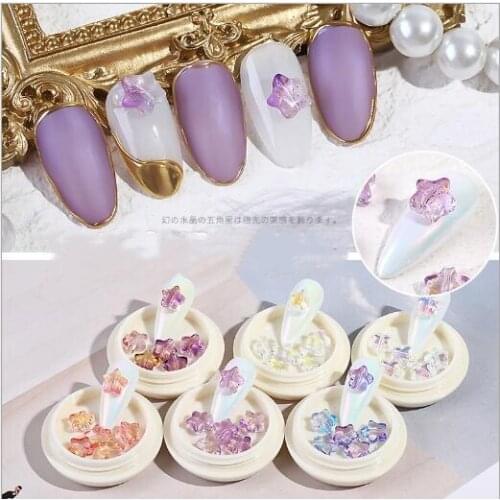 2020HOT! 6PCS 3D Aurora Star Nail Art Decorations Resin Colorful Star Japanese Style Jewelry Gem Nail Art Manicure Decorations
