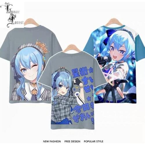 2021 VTuber Hoshimati Suisei 3D Printing T-shirt Summer Fashion Round Neck Short Sleeve Popular Japanese Streetwear Clothes