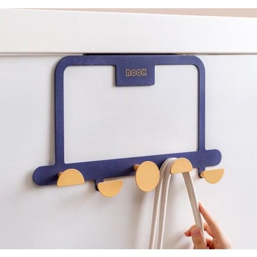 5 Hooks Door Behind Hook Carbon Steel Hanging Rack Coat Hat Storage Organizer Key Holder Wall Door Hangers Hat Organizer
