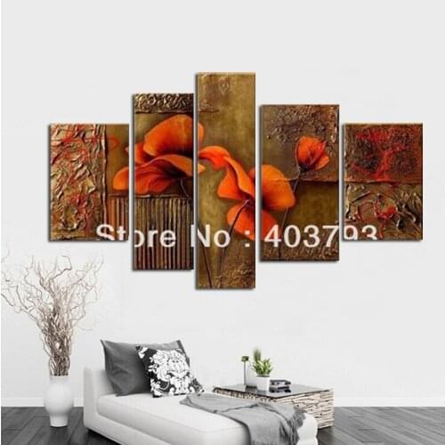 5PC MODERN ABSTRACT HUGE WALL ART OIL PAINTING ON CANVAS stretched /framed