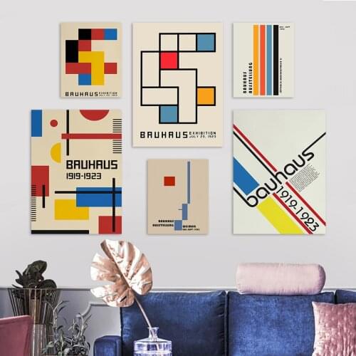 Abstract Art Bauhaus Exhibition Unique Geometric Canvas Painting Canvas Art Pictures Posters and Prints Living Room Decor