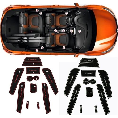 Car door slot pad water coaster armrest box dustproof mat anti-slip mat For Renault captur 2015-2018 car styling Accessories