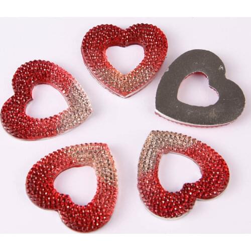 BOLIAO Shiny And Delicate 10Pcs 30mm*30mm Heart Shape Resin FlatBack Crystal Glue on Handmade Art Work Decoration Craft DIY R265