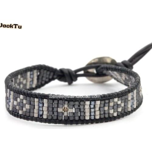 Grey mix seed bead 5 layering bracelet