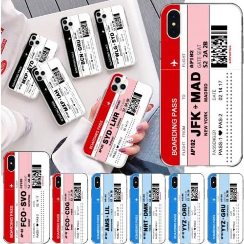 Air Ticket Plane Boarding Pass Phone Case for iphone 12 pro max mini 11 pro XS MAX 8 7 6 6S Plus X 5S SE 2020 XR cover