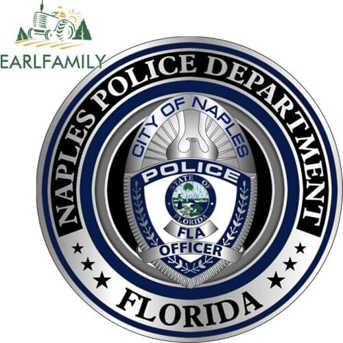 EARLFAMILY 13cm x 13cm for Naples Police Department Car Stickers Vinyl Waterproof Scratch-proof Window Trunk Motorcycle Decal