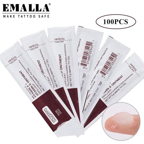 EMALLA 100PCS Tattoo Cream Tattoo Fougera Vitamin Ointment A&D Anti Scar Repair Gel Tattoo Aftercare Cream Tattoo Accessories