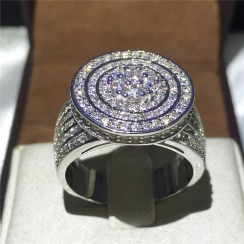 Brand Jewelry 925 Silver Wedding Engagement Band Ring Micro Pave Simulated Diamond CZ Rings For Women Bride Promise Gift