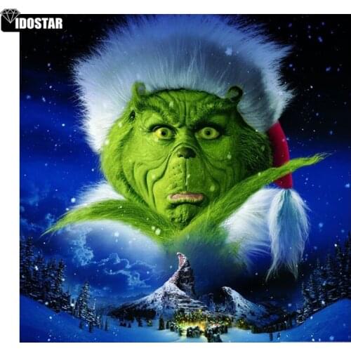 IOOSTAR Diamond Painting Full Square/Round Grinch Movie Poster Cross Stitch Full Drill diamond embroidery 5D DIY Christmas Gift