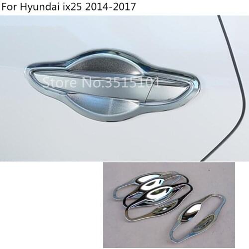 Car Body Styling Cover Trim ABS Chrome External Door Bowl Stick Lamp Frame For Hyundai Creta IX25 2014 2015 2016 2017