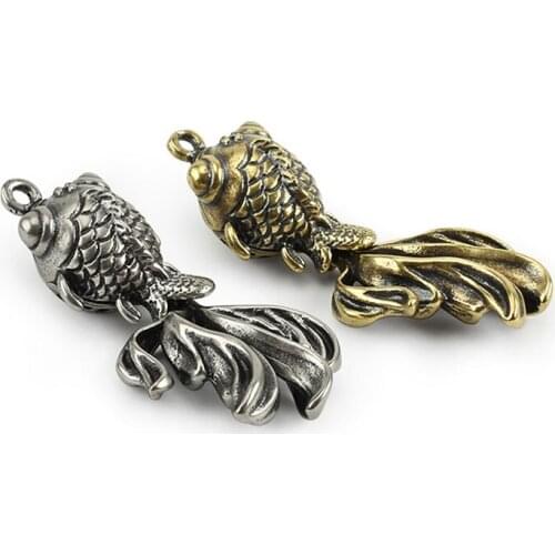 Pendant Fish Keychain DIY Pendant Vintage Goldfish Brass Beads Goldfish Lanyard Bead Paracord