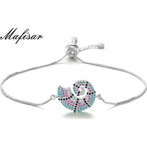 Mafisar Unique Design Gothic Geometric Charm Bracelet For Women Girl AAA+ Colourful CZ Wedding Jewelry Gift