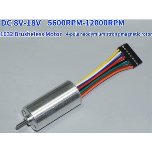 Micro 1632 Hall Brushless Motor BLDC 16mm Precision Inner Rotor Double Ball Bearing Nd Strong Magnetic DC 8V-18V 5600-12000RPM