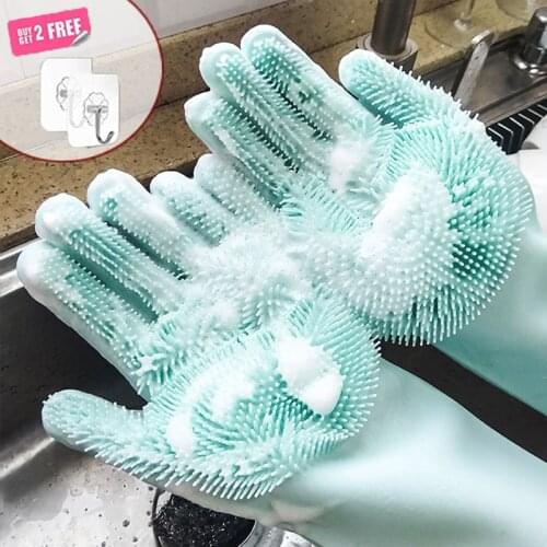 Multifunction Dishwashing Cleaning Gloves Magic Silicone Kitchen Cleaning Gloves For Household Scrub Kitchen Durable Clean Tool