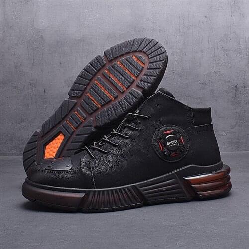 Latest Fashions Genuine Leather Men Sneakers Hip Hop Punk Luxury Platform Casual Shoes High Tops Ankle Boots Zapatillas Hombre