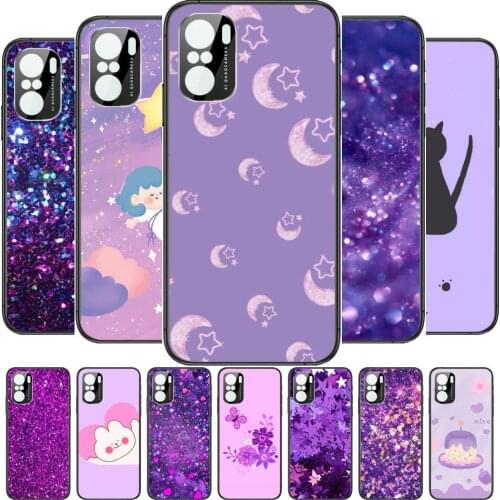 Fashion Purple stars Shiny Phone Case For xiaomi redmi POCO F1 F2 F3 X3 Pro M3 9C 10T Lite NFC Black Cover Silicone Back Prett m