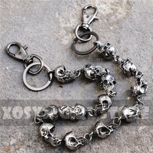 Mens Motorcyle KeyChain Jean Biker Wallet Belts Chain Skull Charm Gothic Rock Skull Pants Trousers Waist Key Mens BL48