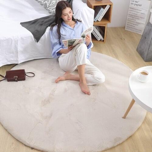 Soft Shaggy Plush Nordic Rug Round 100Cm For Living Room Floor Carpet Bedroom Kids Room Faux Fur Rug Imitation Rabbit Fur Carpet