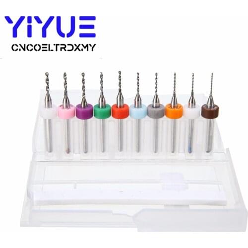 10Pcs/Set 0.1mm-1.2mm Mini Tungsten Steel Twist Drill Bit Kit Carbide Micro Bits CNC PCB Bit For the Amber Aluminum Sheet