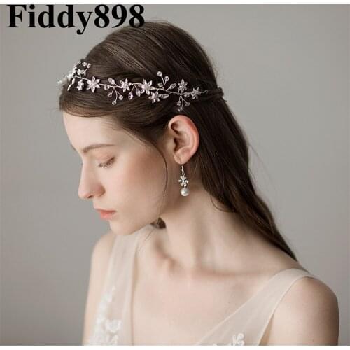 Delicate Rhinestone Wedding Headband Handmade Flower Beaded Hair Accessories Prom Headwear Wedding Hair Jewelry HD85