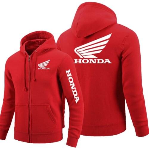 2021 Autumn New Fashion Men Women Hoodie Honda Wing Logo Print Zip Sweatshirt Outdoor Sportswear Warm Pullover Red Racing Jacket