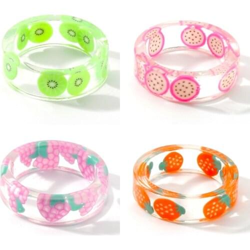 New summer cute transparent fruit acrylic ring fashion creative novel resin ring women wholesale Jewelry Party Gifts