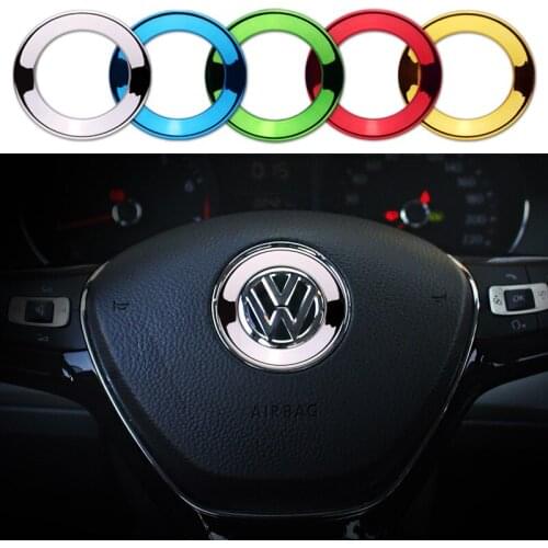 ABS steering wheel trim decorative center emblem frame sticker accessories for Volkswagen VW SHARAN CADDY PASSAT JETTA
