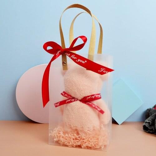 Frosted PVC Handbag Wedding Christmas Gift Packing Plastic Tote Bag With Ribbon Semi Transparent Candy Jewelry Party Supplies