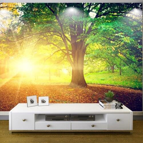 Custom Photo Wallpaper Modern Large HD Park Tree Fresh Mural Living Room Sofa Background Wallpaper 3D Non Woven Wallpaper Mural