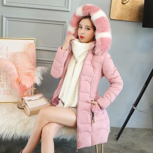 Casual Women Thicken Fur Collar Hooded Ladies Coat Long Parka Winter Jacket
