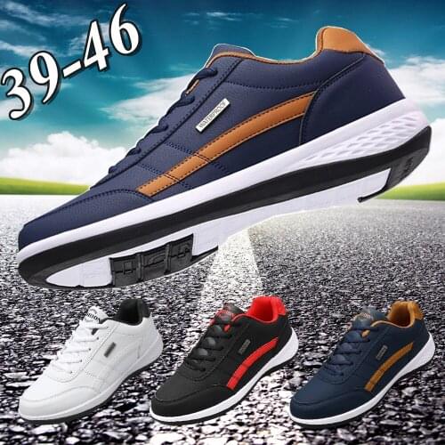 Plus Size Mens Fashion Leather Casual Sneakers Sports Running Shoes Zapatos De Hombre(EU39-46)