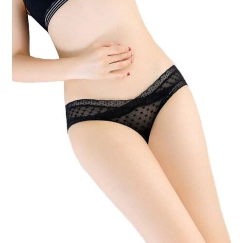 Sexy Transparent Lace Panties Womens Low-waisted Cotton Crotch Breathable Girl Briefs Lingerie